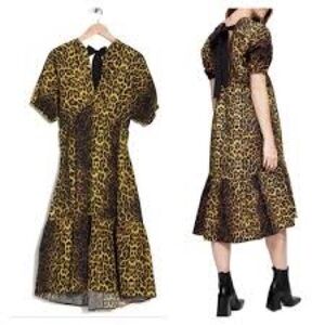 Topshop Leopard Print Midi Dress in Yellow and Black